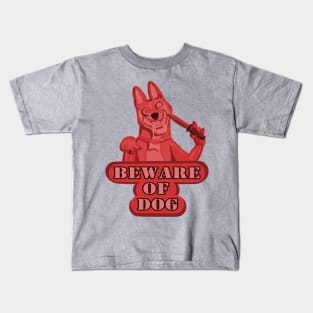 Beware of Dog (Red) Kids T-Shirt